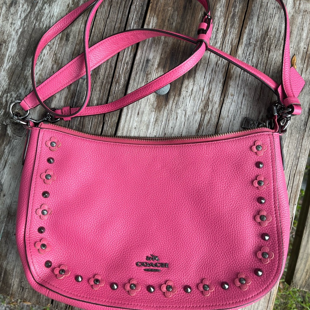Coach Pink flower purse with adjustable strap